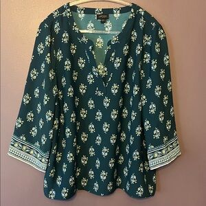 J.Jill Wearever Collection Teal Green women’s flared armed Blouse